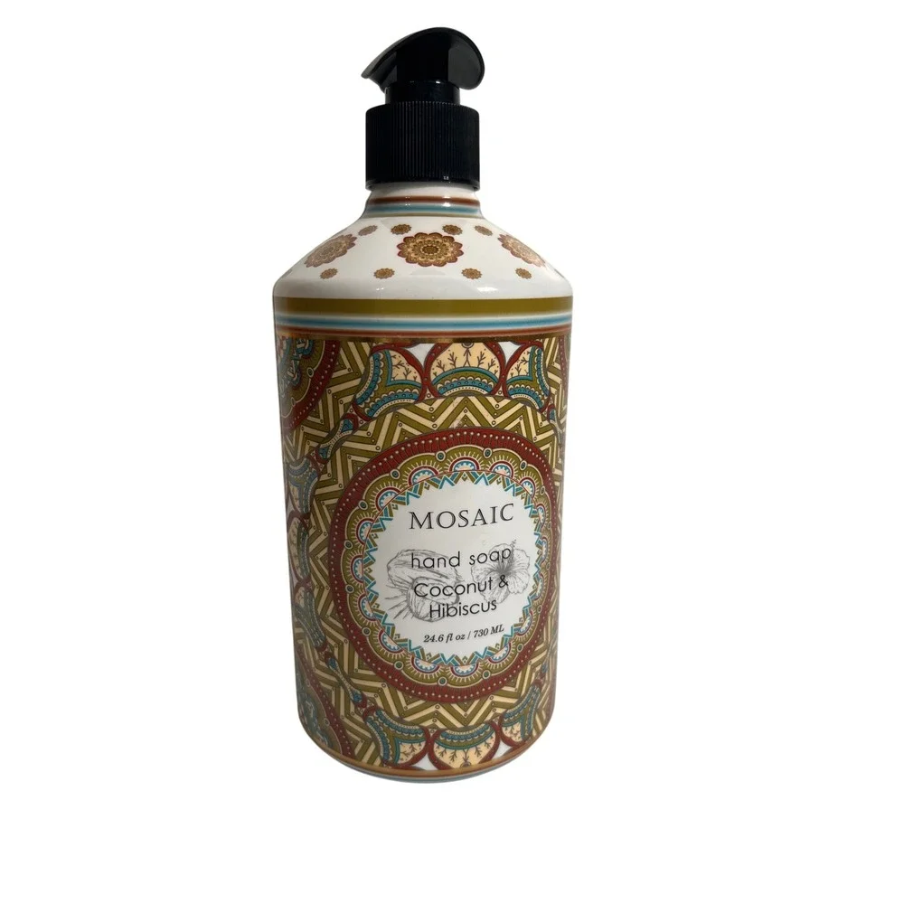 Mosaic Hand Soap Coconut & Hibiscus 24.6 fl oz Pump Bottle Bathroom Kitchen Soap